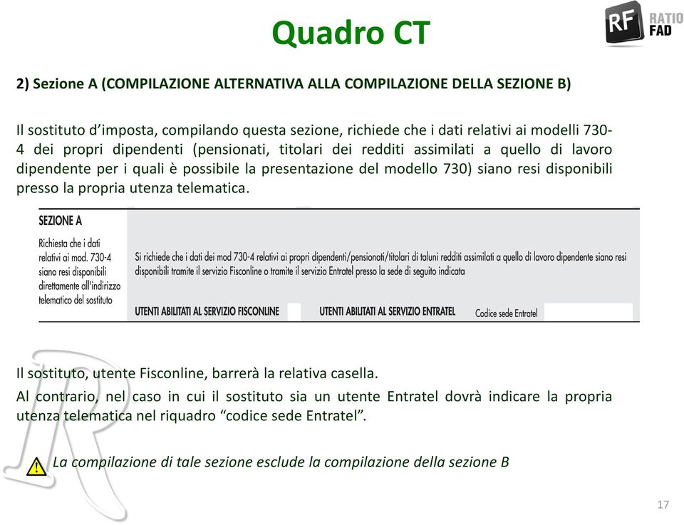 siano resi disponibili presso la propria utenza telematica. Il sostituto, utente Fisconline, barrerà la relativa casella.