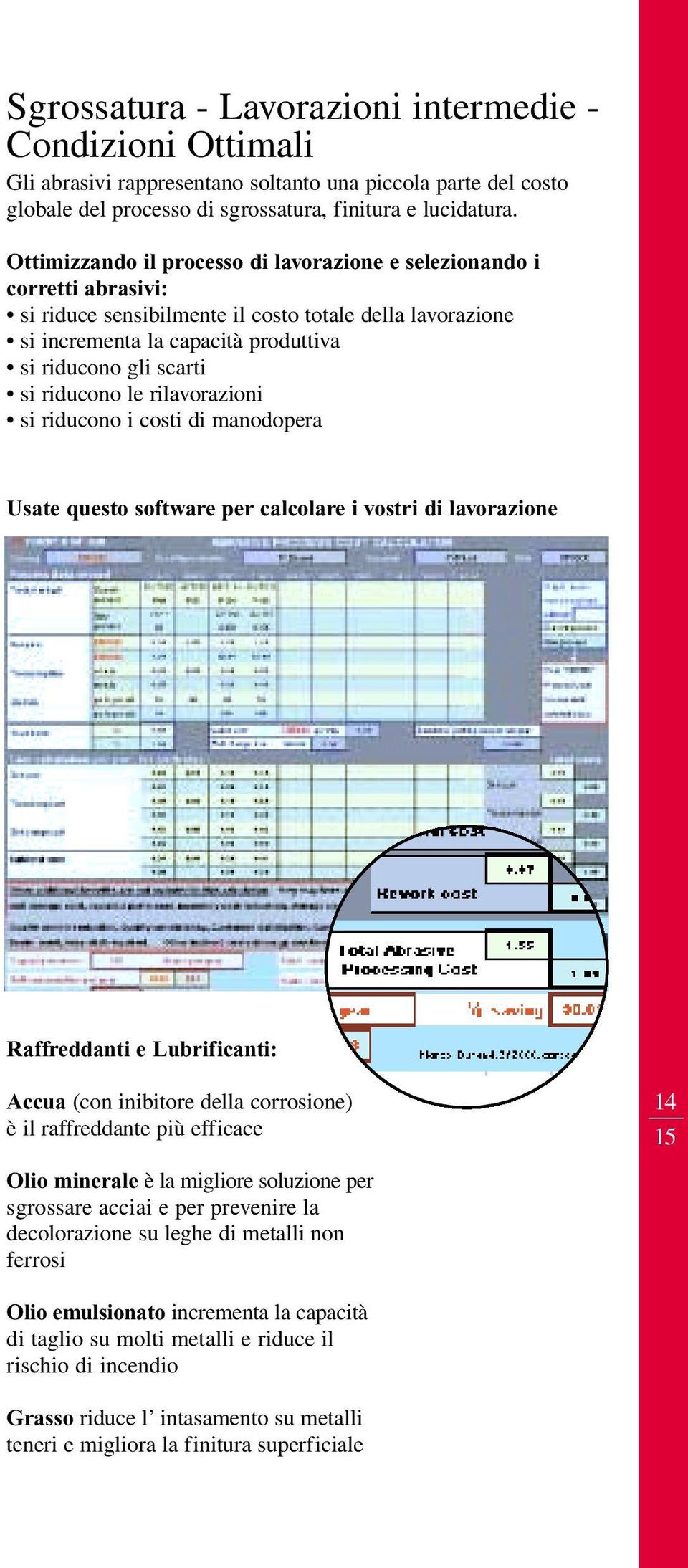 riducono le rilavorazioni si riducono i costi di manodopera Usate questo software per calcolare i vostri di lavorazione Raffreddanti e Lubrificanti: Accua (con inibitore della corrosione) è il