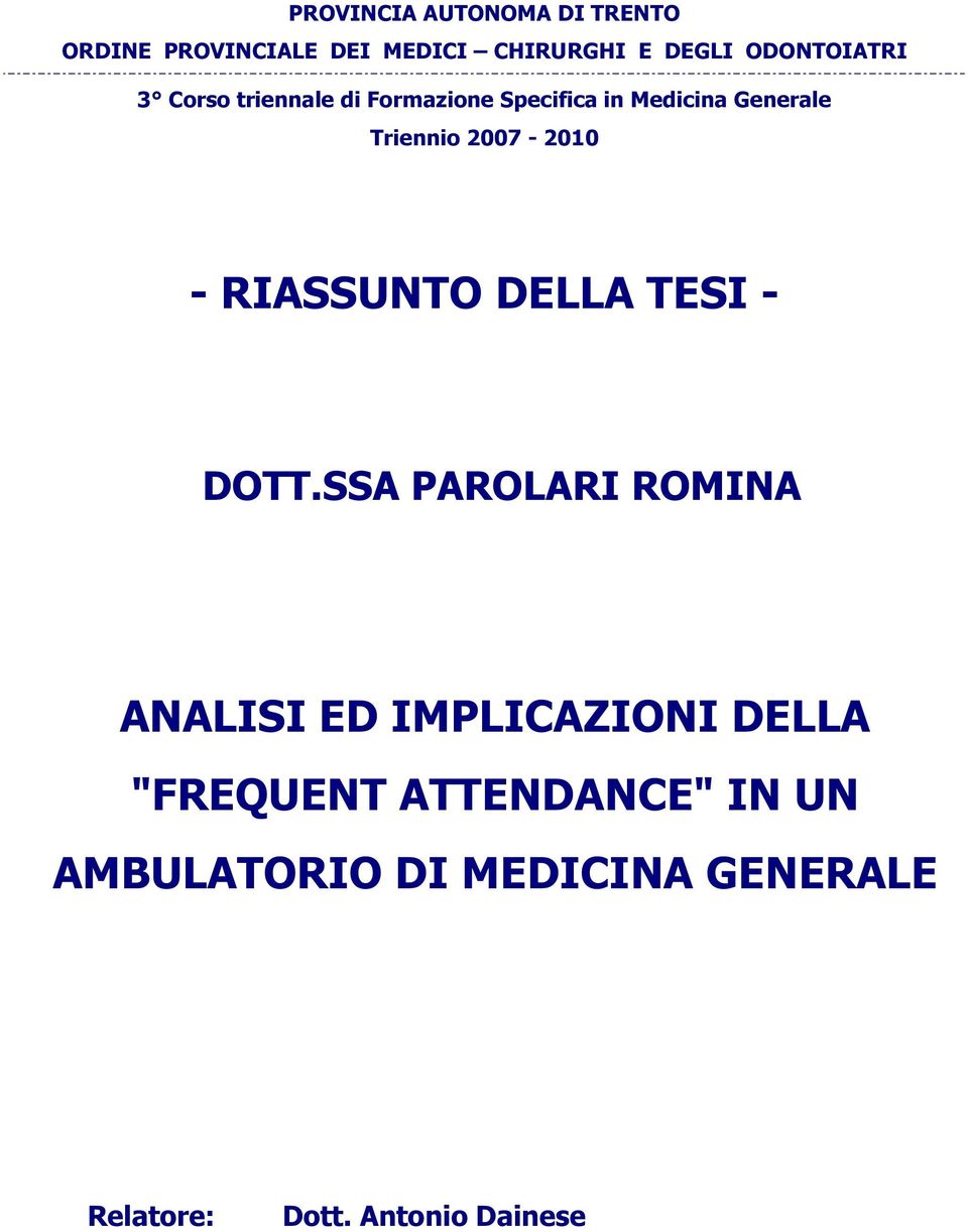 2007-2010 - RIASSUNTO DELLA TESI - DOTT.