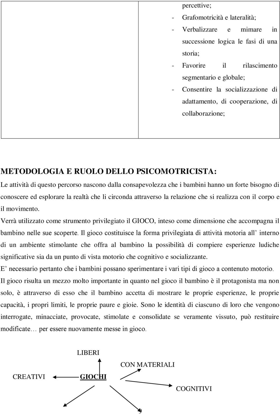 conoscere ed esplorare la realtà che li circonda attraverso la relazione che si realizza con il corpo e il movimento.