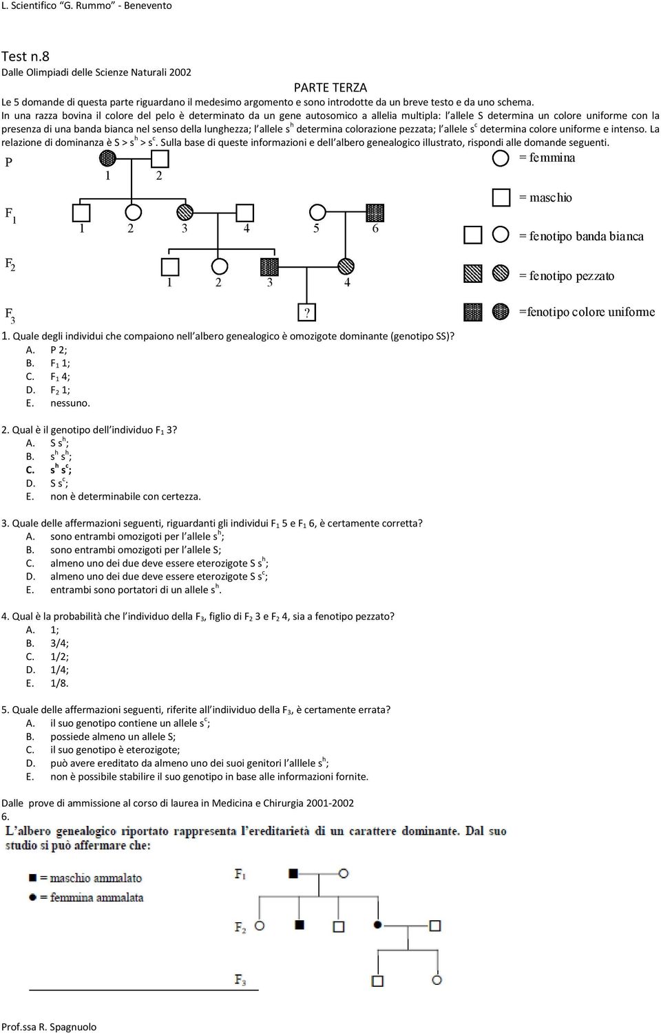 allele s h determina colorazione pezzata; l allele s c determina colore uniforme e intenso. La relazione di dominanza è S > s h > s c.