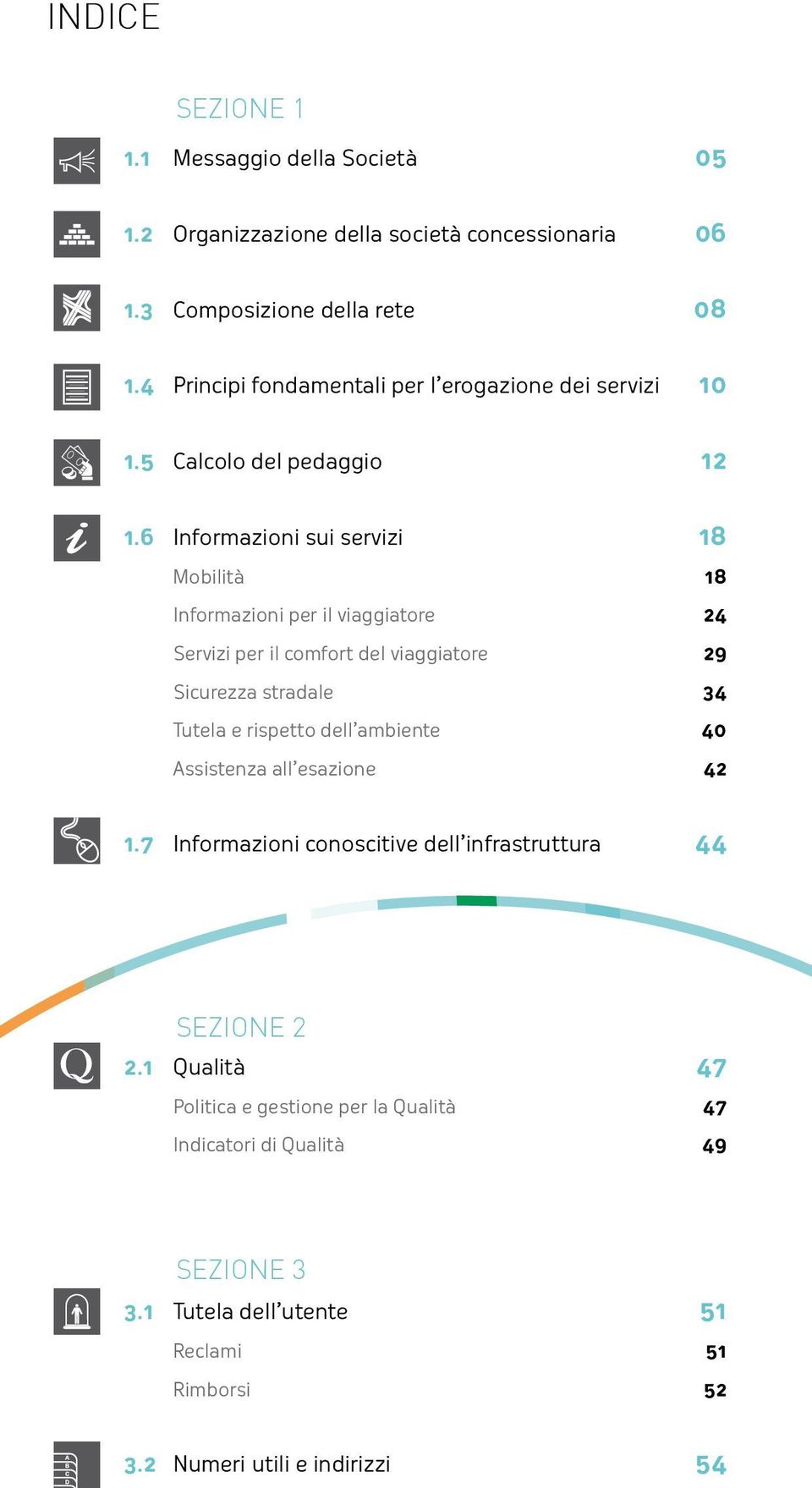 6 Informazioni sui servizi 18 Mobilità 18 Informazioni per il viaggiatore 24 Servizi per il comfort del viaggiatore 29 Sicurezza stradale 34 Tutela e rispetto