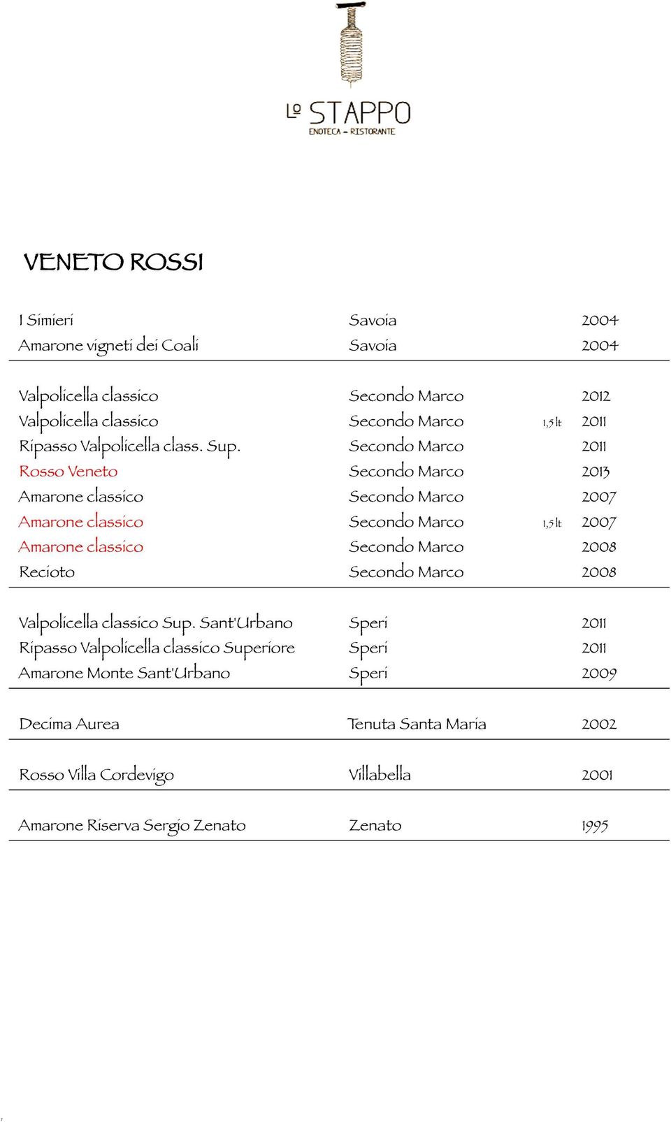 Secondo Marco 2011 Rosso Veneto Secondo Marco 2013 Amarone classico Secondo Marco 2007 Amarone classico Secondo Marco 1,5 lt 2007 Amarone classico Secondo Marco