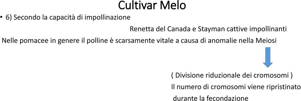 scarsamente vitale a causa di anomalie nella Meiosi ( Divisione