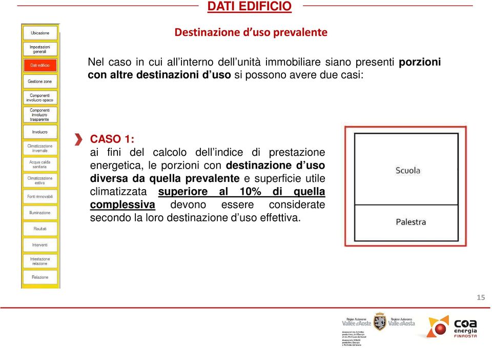 prestazione energetica, le porzioni con destinazione d uso diversa da quella prevalente e superficie utile