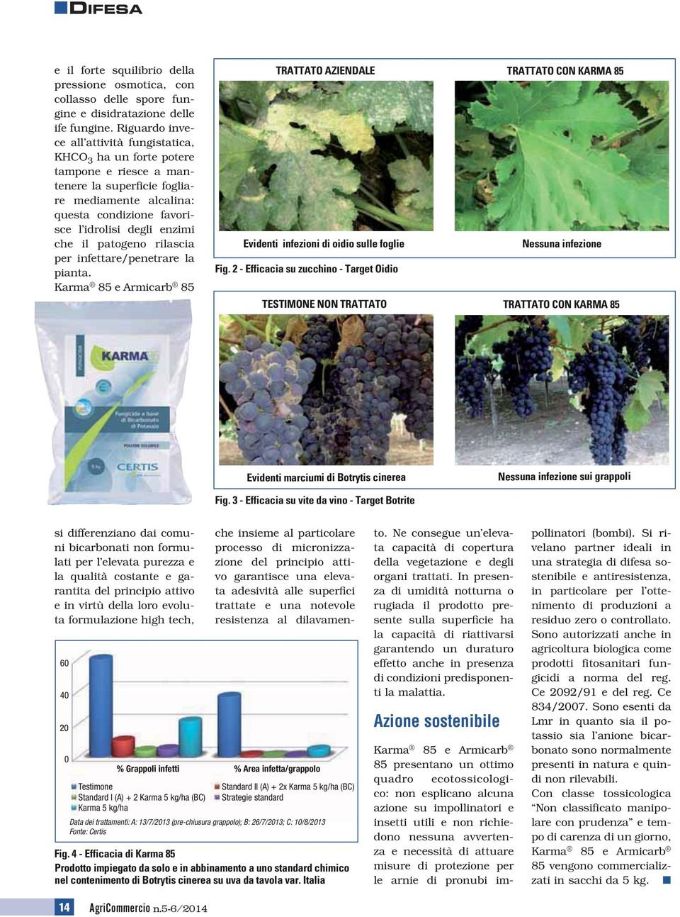 il patogeno rilascia per infettare/penetrare la pianta. Karma 85 e Armicarb 85 TRATTATO AZIENDALE TRATTATO CON KARMA 85 Evidenti infezioni di oidio sulle foglie Nessuna infezione Fig.