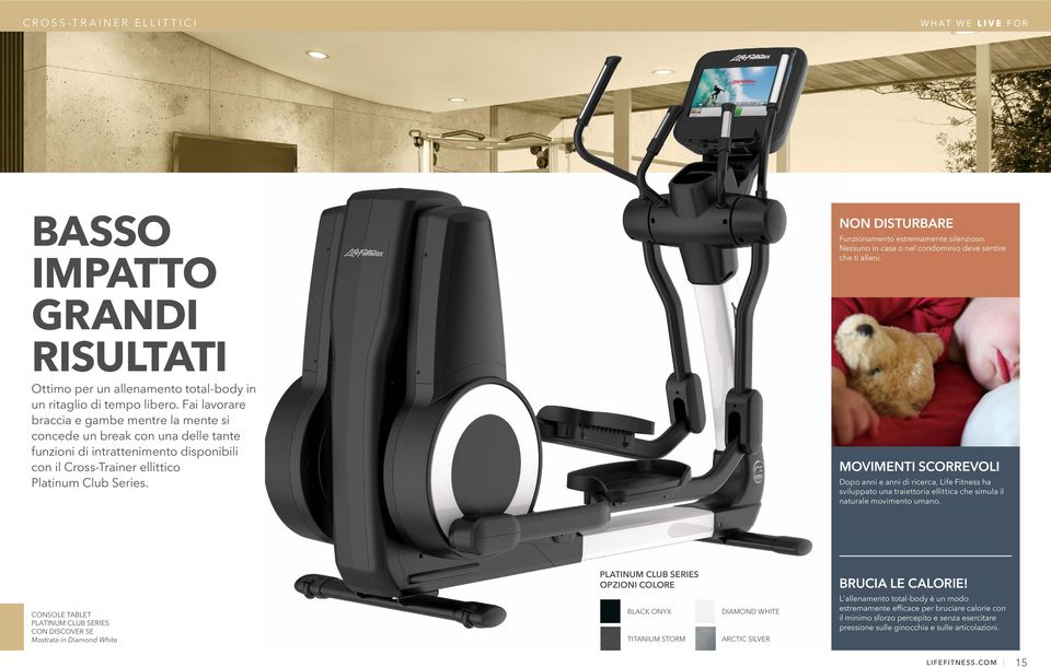 Fai lavorare braccia e gambe mentre la mente si concede un break con una delle tante funzioni di intrattenimento disponibili con il Cross-Trainer ellittico Platinum Club Series.