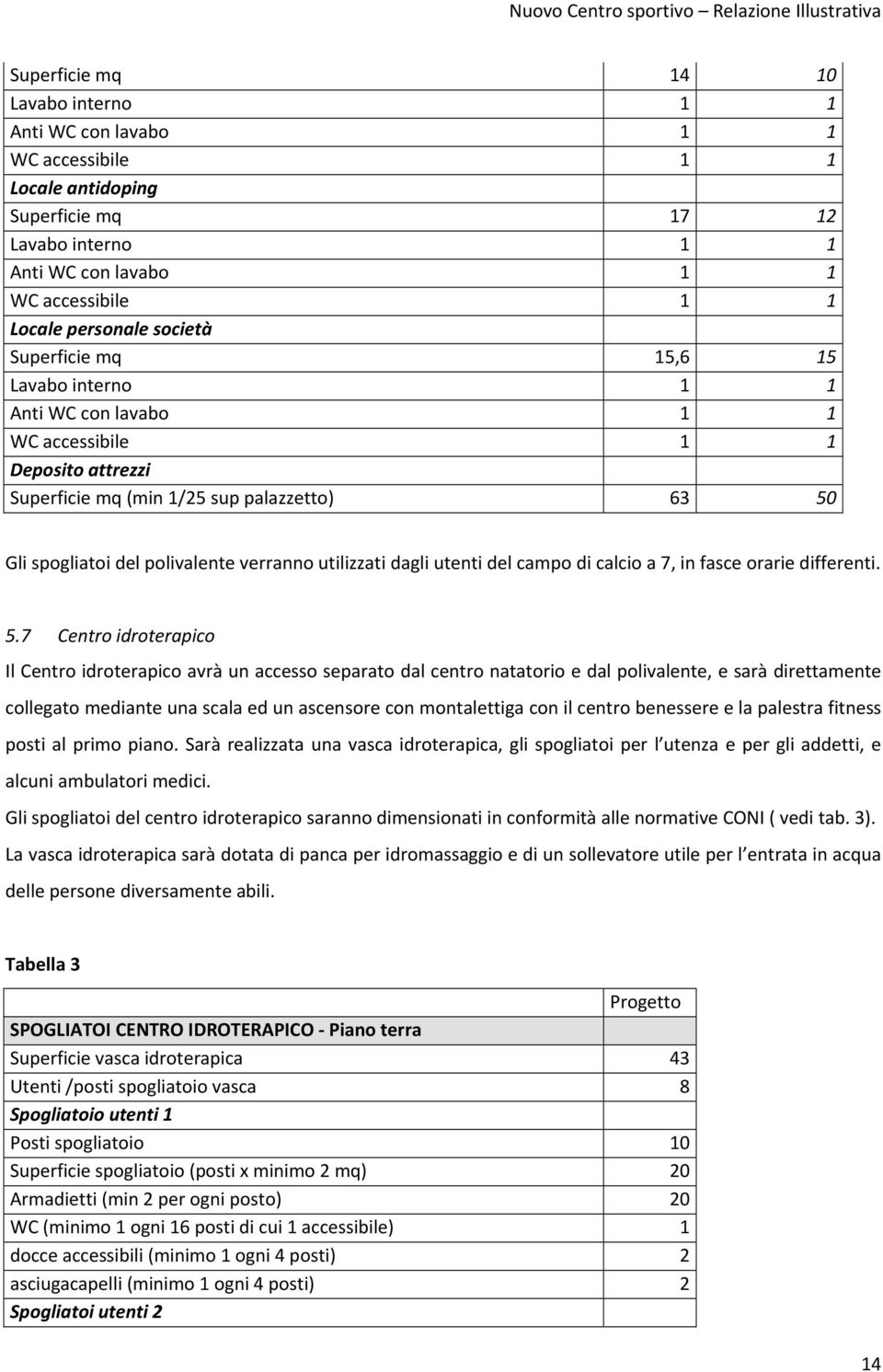 utilizzati dagli utenti del campo di calcio a 7, in fasce orarie differenti. 5.