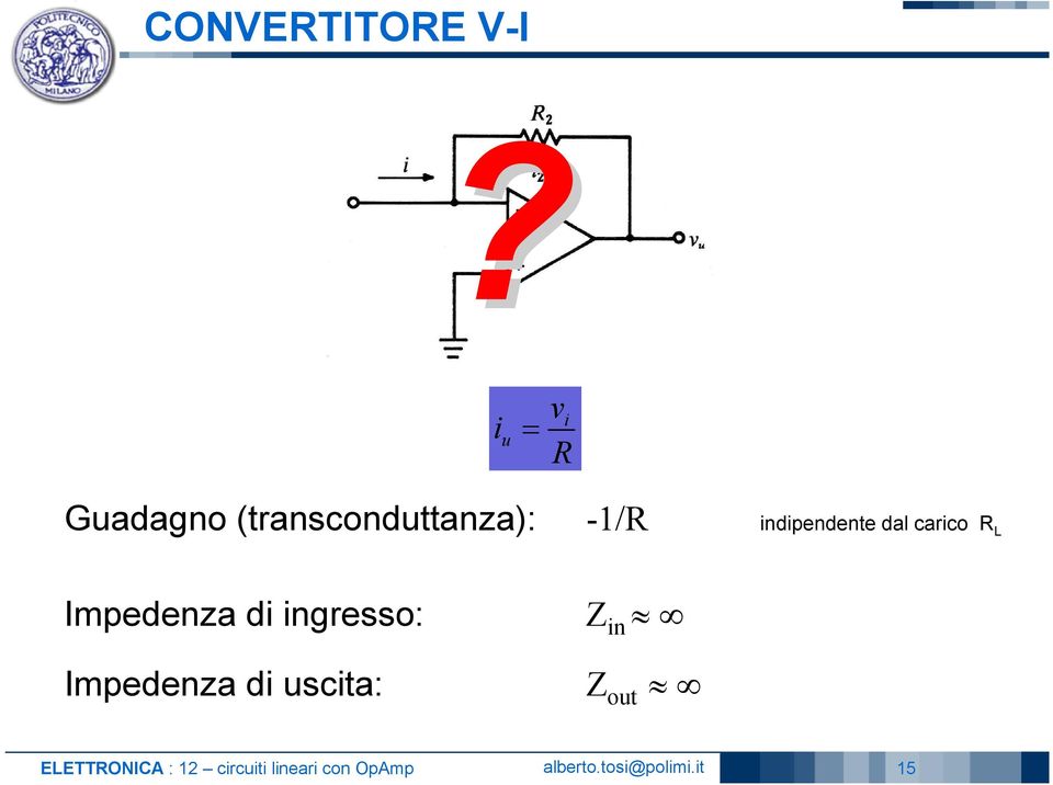 ingresso: Impedenza di uscita: Z in Z out