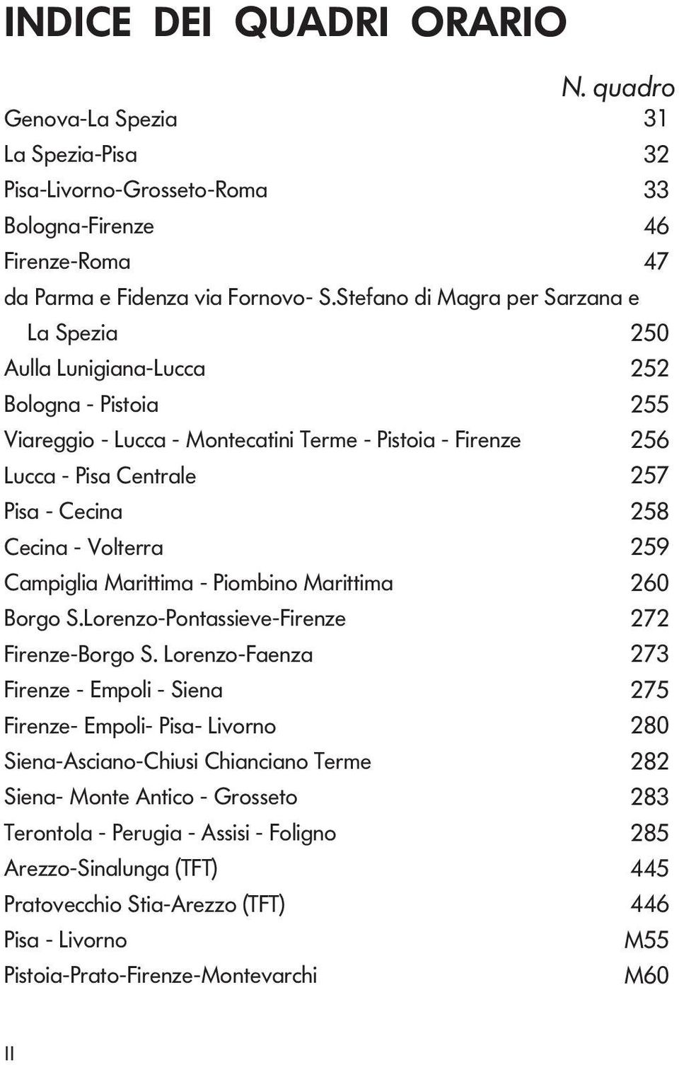 Mrittim - Pimbin Mrittim 260 Brg Srenz-Pntssieve- 272 -Brg S renz-fenz 273 - Empli - Sien 275 - Empli- Pis- ivrn 280 Sien-Ascin-hiusi hincin Terme 282