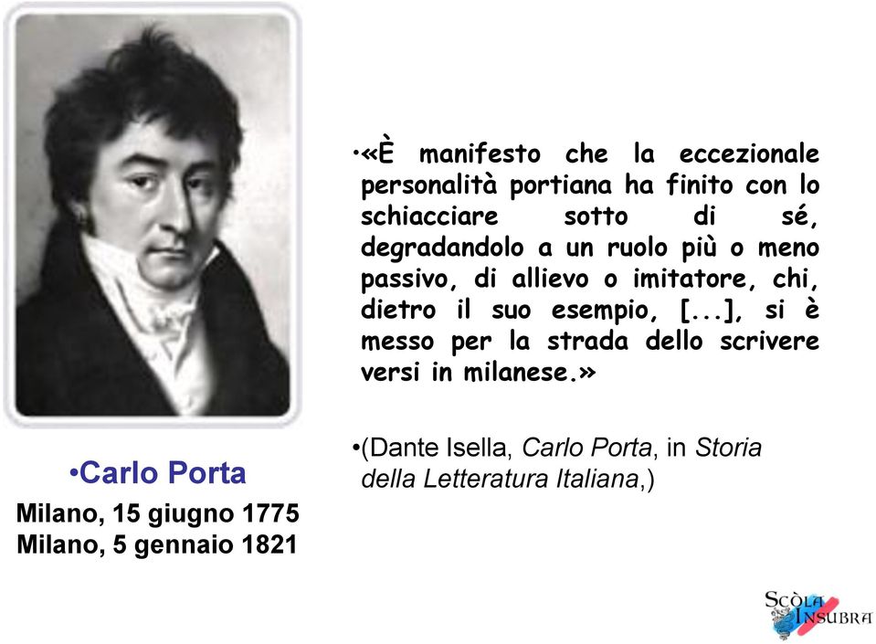 [...], si è messo per la strada dello scrivere versi in milanese.