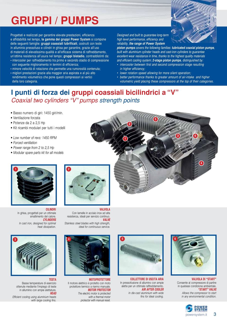 resistenza all usura nel tempo; gruppi bistadio, contraddistinti da: intercooler per raffreddamento tra primo e secondo stadio di compressione con seguente miglioramento in termini di efficienza;