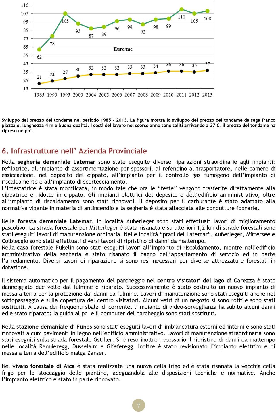 Infrastrutture nell Azienda Provinciale Nella segheria demaniale Latemar sono state eseguite diverse riparazioni straordinarie agli impianti: refilatrice, all impianto di assortimentazione per