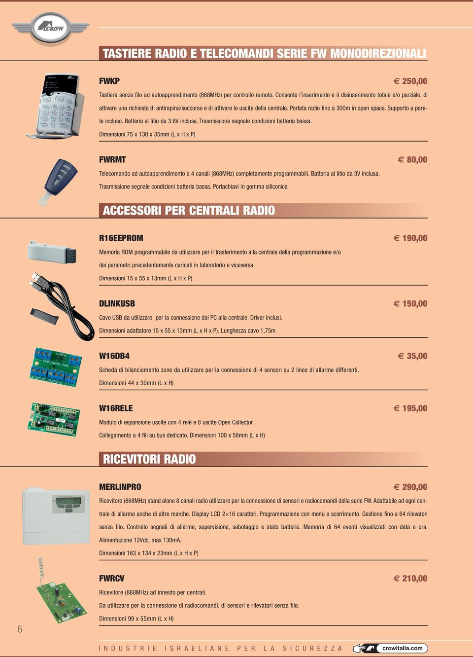 Supporto a parete incluso. Batteria al litio da 3.6V inclusa. Trasmissione segnale condizioni batteria bassa.