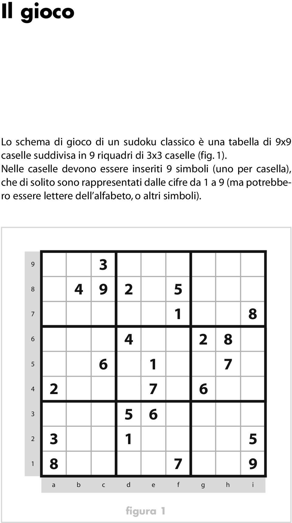 Nelle caselle devono essere inseriti 9 simboli (uno per casella), che di solito sono rappresentati