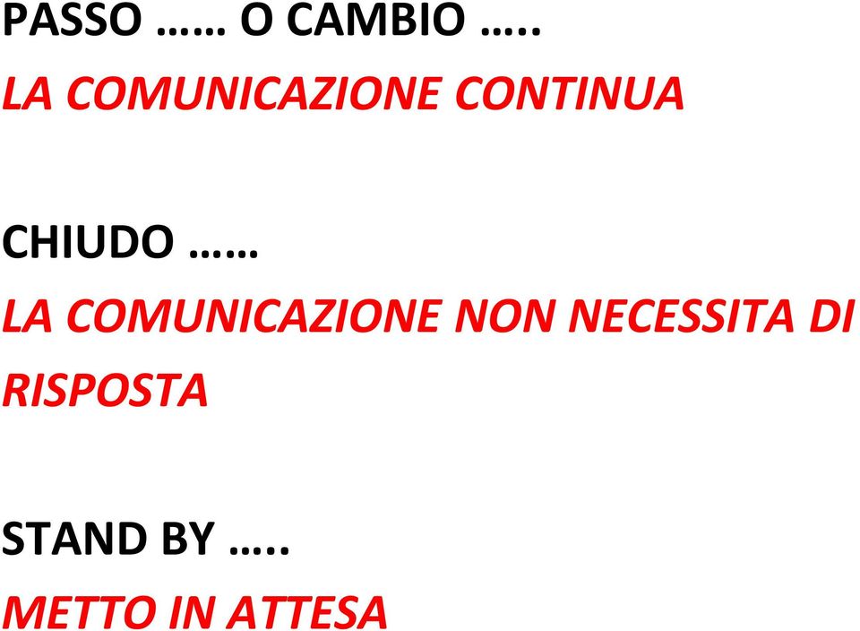 CHIUDO LA COMUNICAZIONE NON