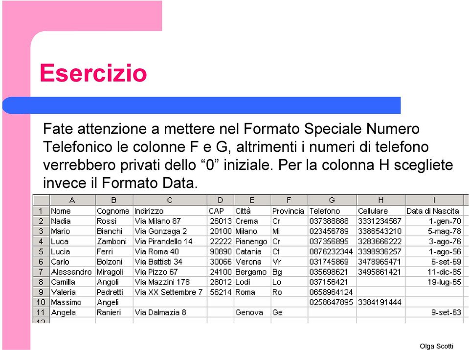 altrimenti i numeri di telefono verrebbero privati