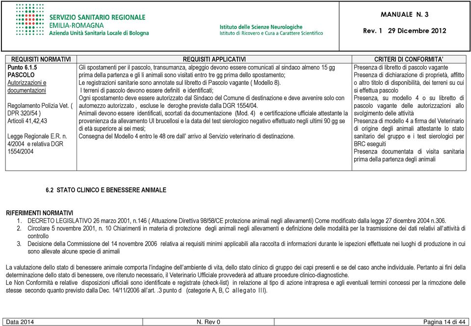 prima dello spostamento; Le registrazioni sanitarie sono annotate sul libretto di Pascolo vagante ( Modello 8).