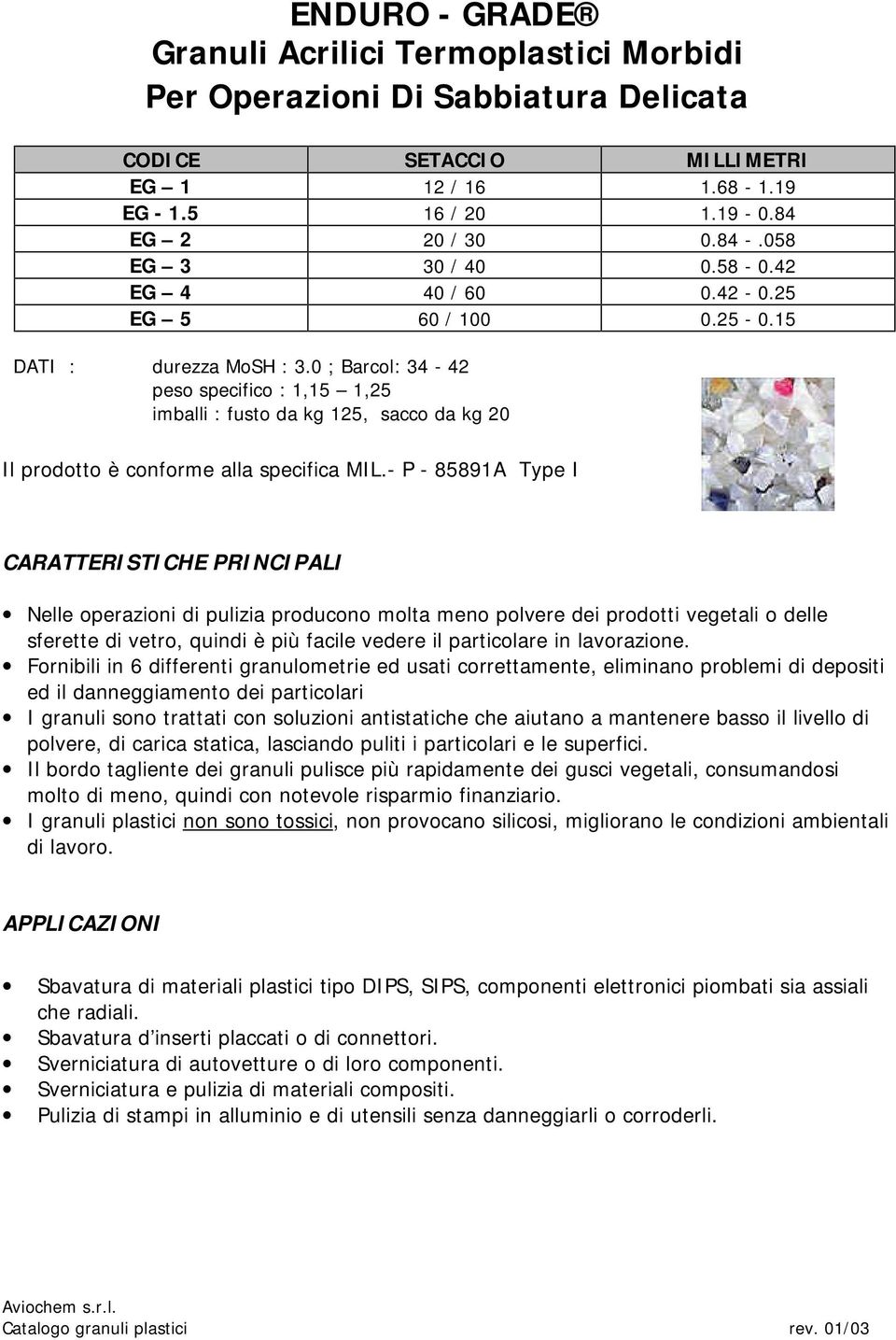 0 ; Barcol: 34-42 peso specifico : 1,15 1,25 imballi : fusto da kg 125, sacco da kg 20 Il prodotto è conforme alla specifica MIL.