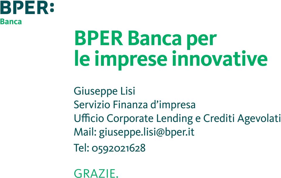 Ufficio Corporate Lending e Crediti