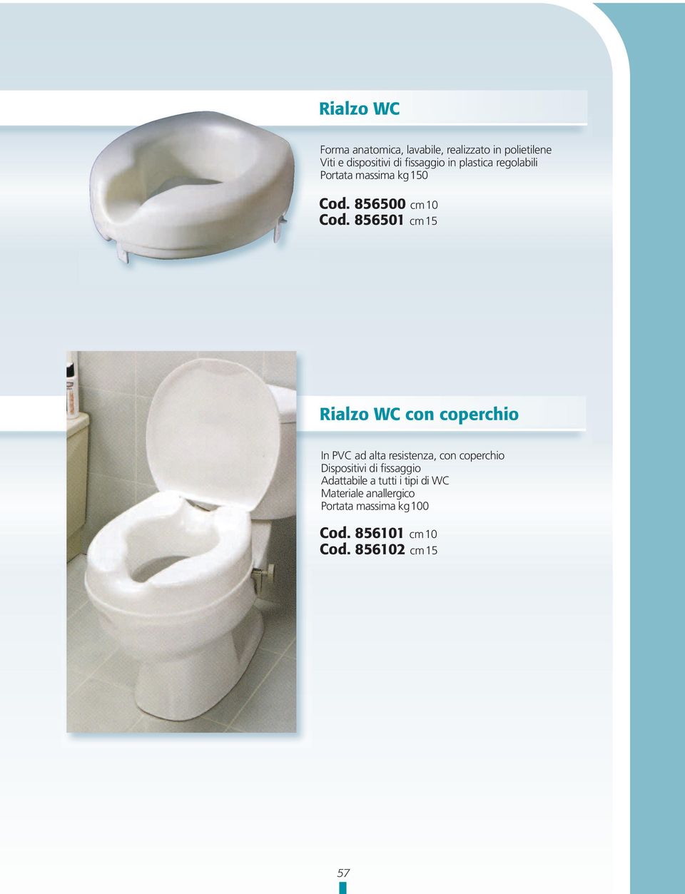 856501 cm15 Rialzo WC con coperchio In PVC ad alta resistenza, con coperchio Dispositivi di