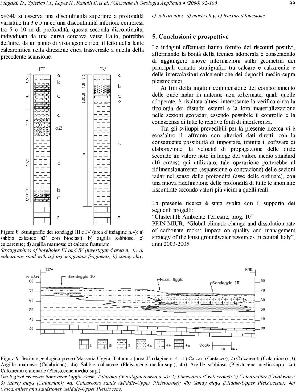 questa seconda discontinuità, individuata da una curva concava verso l alto, potrebbe definire, da un punto di vista geometrico, il letto della lente calcarenitica nella direzione circa trasversale a