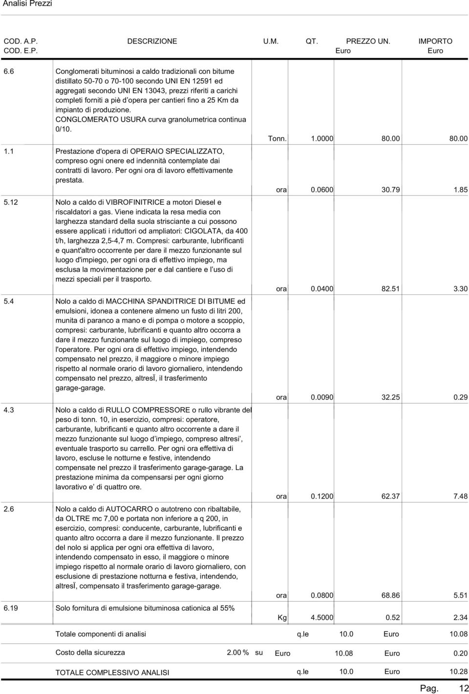 lubrificanti e quanto altro occorra a dare il mezzo funzionante sul luogo di impiego, compreso l'operatore.