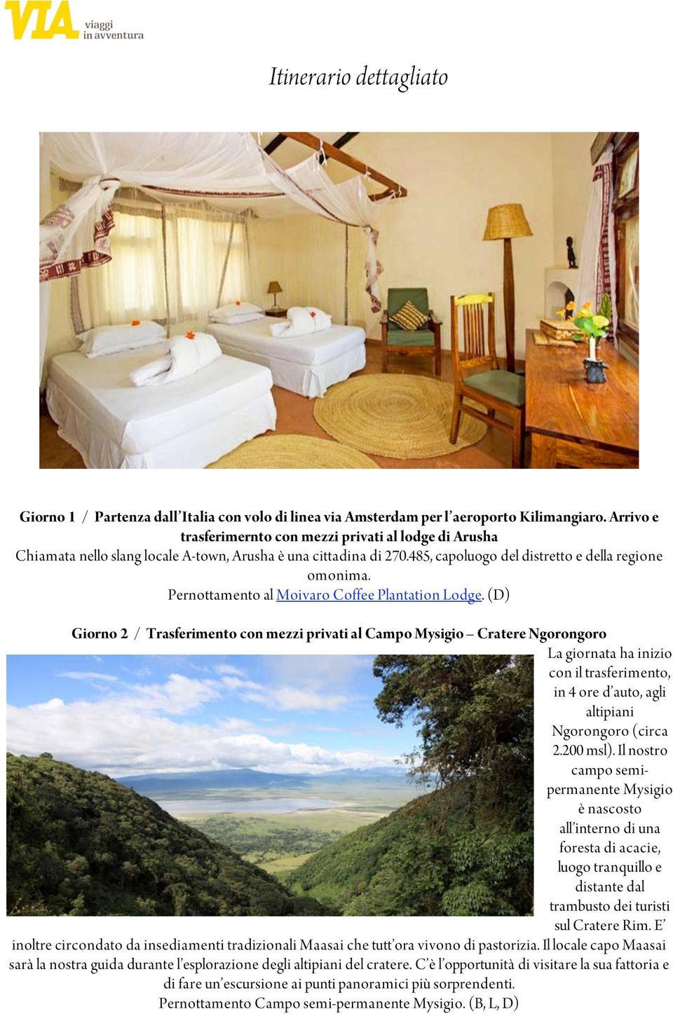 Pernottamento al Moivaro Coffee Plantation Lodge.