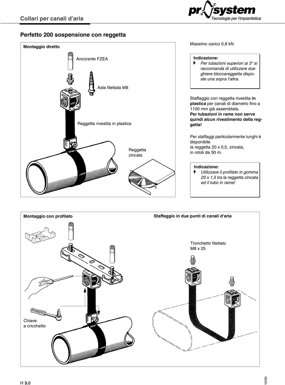 Per tubazioni in rame non serve quindi alcun rivestimento della reggetta! Reggetta zincata Per staffaggi particolarmente lunghi è disponibile la reggetta 20 x 0,5, zincata, in rotoli da 50 m.