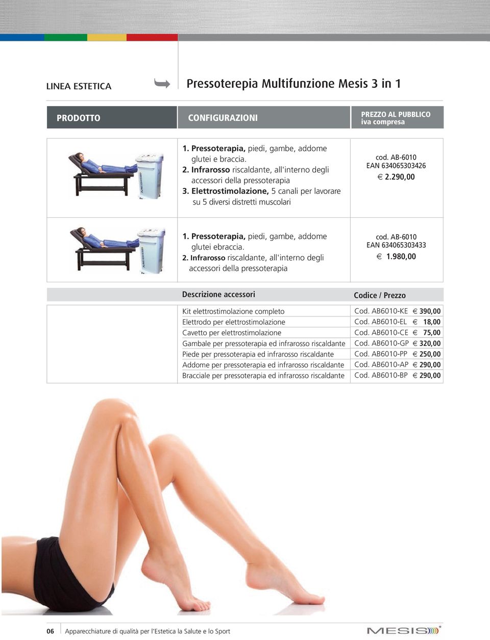 Pressoterapia, piedi, gambe, addome glutei ebraccia. 2. Infrarosso riscaldante, all'interno degli accessori della pressoterapia cod. AB-6010 EAN 634065303433 1.