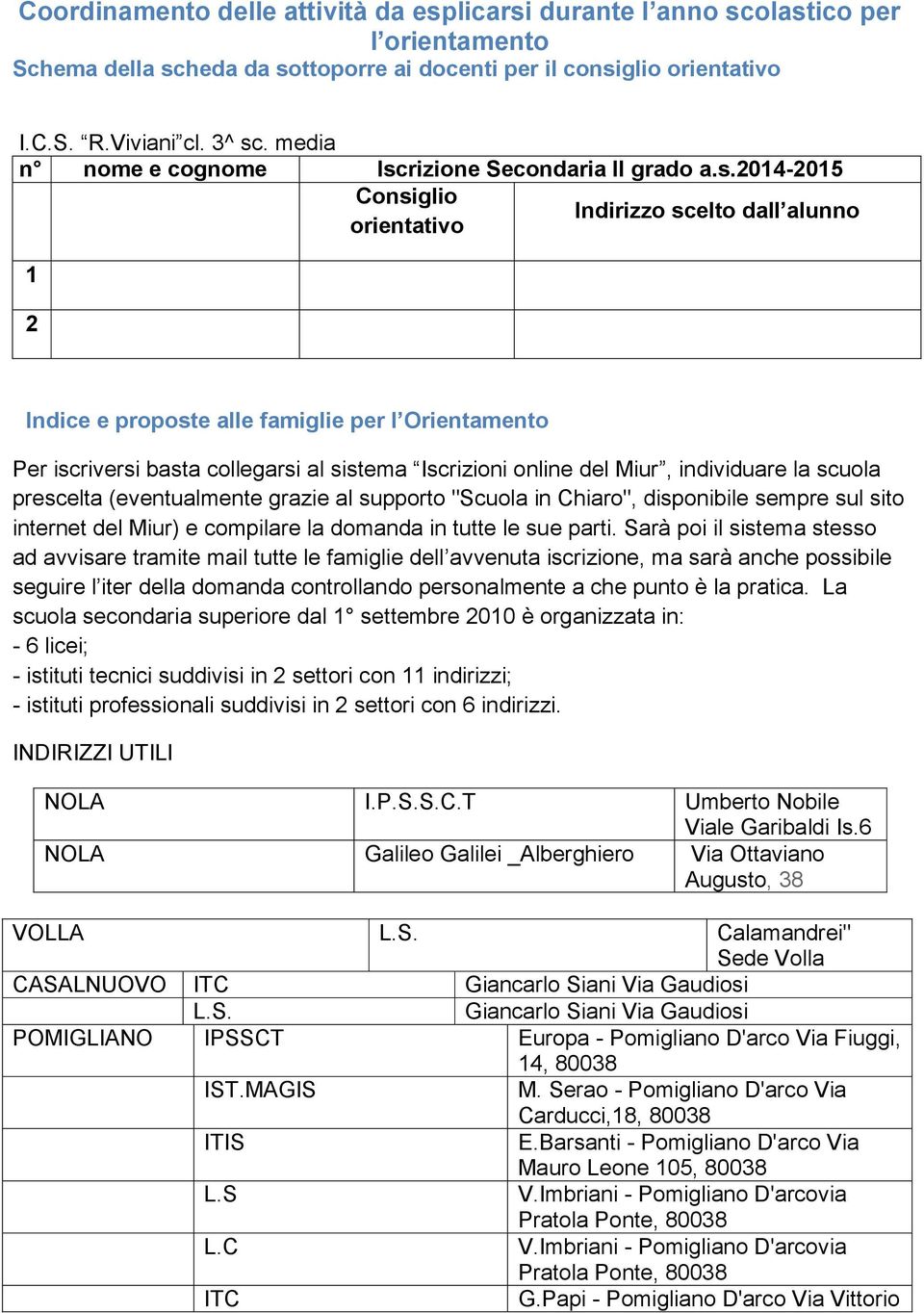 rizione Secondaria II grado a.s.