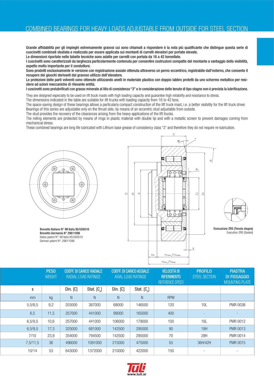 Le dimensioni riportate nelle tabelle tecniche sono adatte per carrelli con portata da 16 a 42 tonnellate.