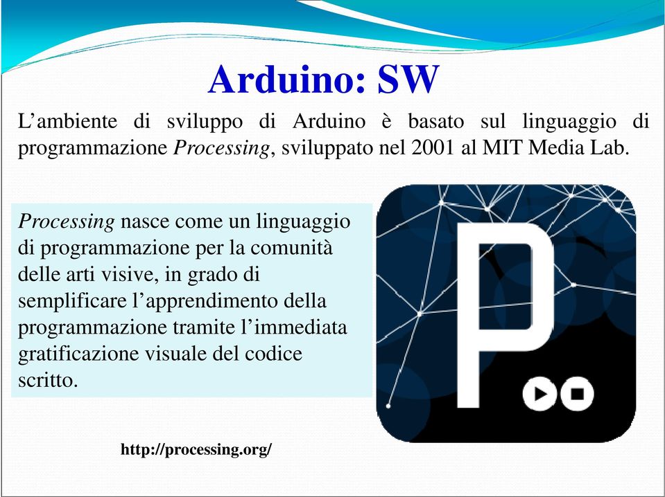 Processing nasce come un linguaggio di programmazione per la comunità delle arti visive, in