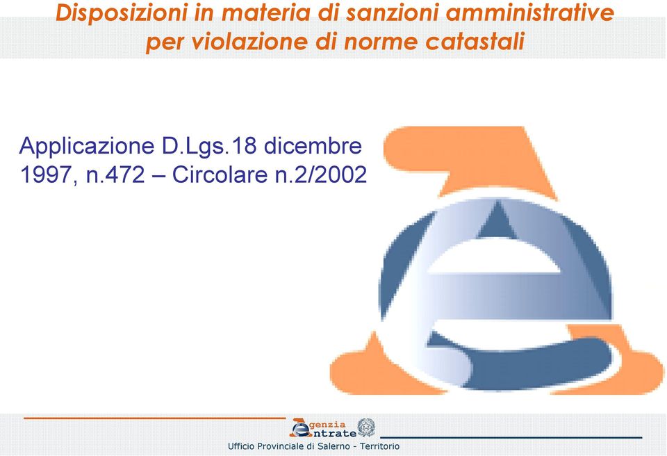 norme catastali Applicazione D.Lgs.