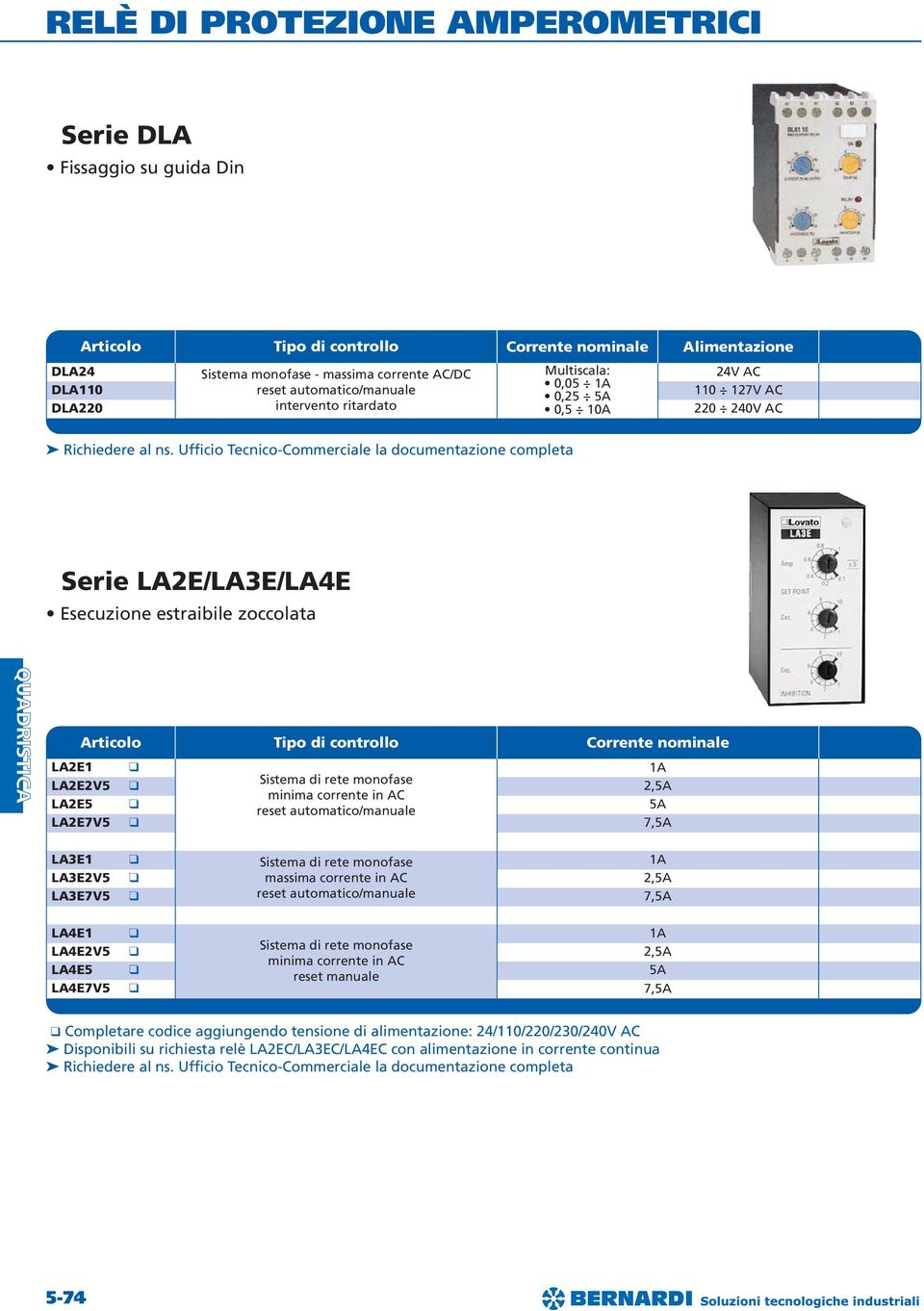 rete monofase 2,5A minima corrente in AC LA2E5 5A LA2E7V5 7,5A LA3E1 Sistema di rete monofase 1A LA3E2V5 massima corrente in AC 2,5A LA3E7V5 7,5A LA4E1 1A LA4E2V5 Sistema di rete monofase 2,5A