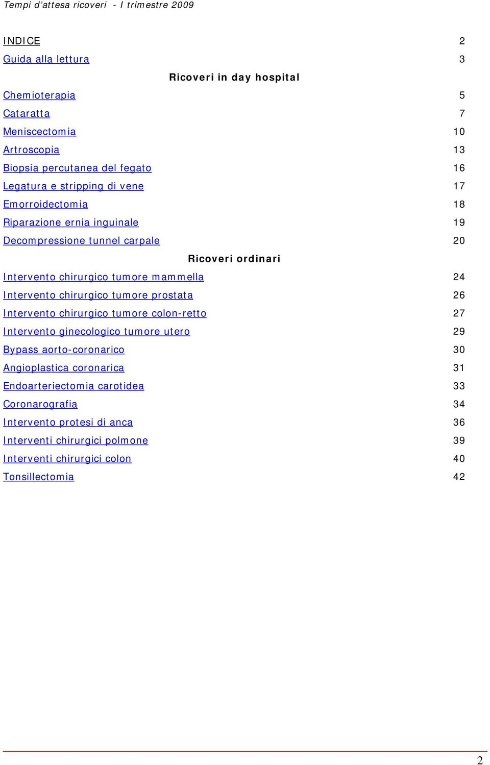 mammella 24 Intervento chirurgico tumore prostata 26 Intervento chirurgico tumore colon-retto 27 Intervento ginecologico tumore utero 29 Bypass aorto-coronarico 30