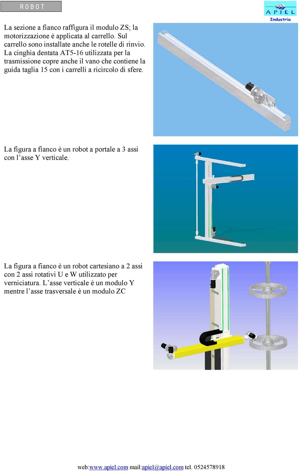 La cinghia dentata AT5-16 utilizzata per la trasmissione copre anche il vano che contiene la guida taglia 15 con i carrelli a