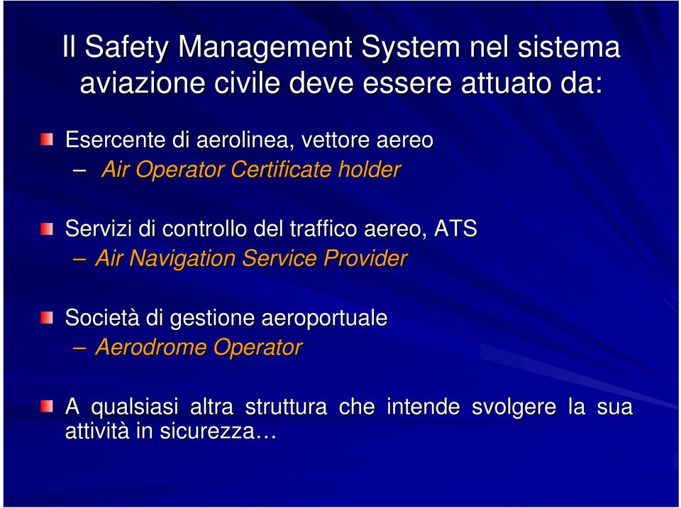 controllo del traffico aereo, ATS Air Navigation Service Provider Società di gestione