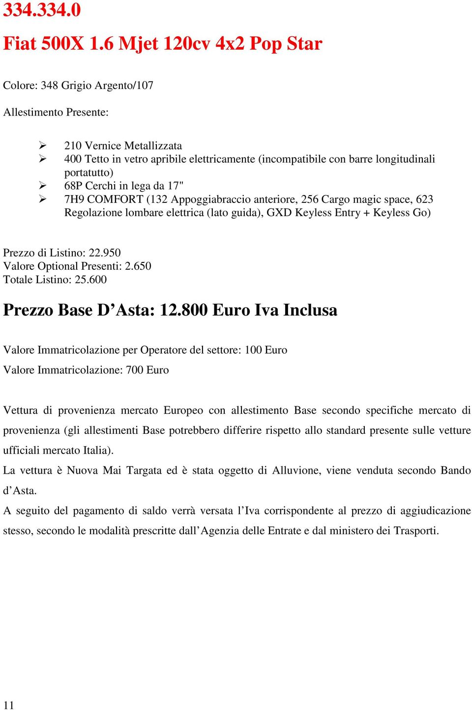 (incompatibile con barre longitudinali portatutto) 68P Cerchi in lega da 17" 7H9 COMFORT (132 Appoggiabraccio anteriore, 256 Cargo