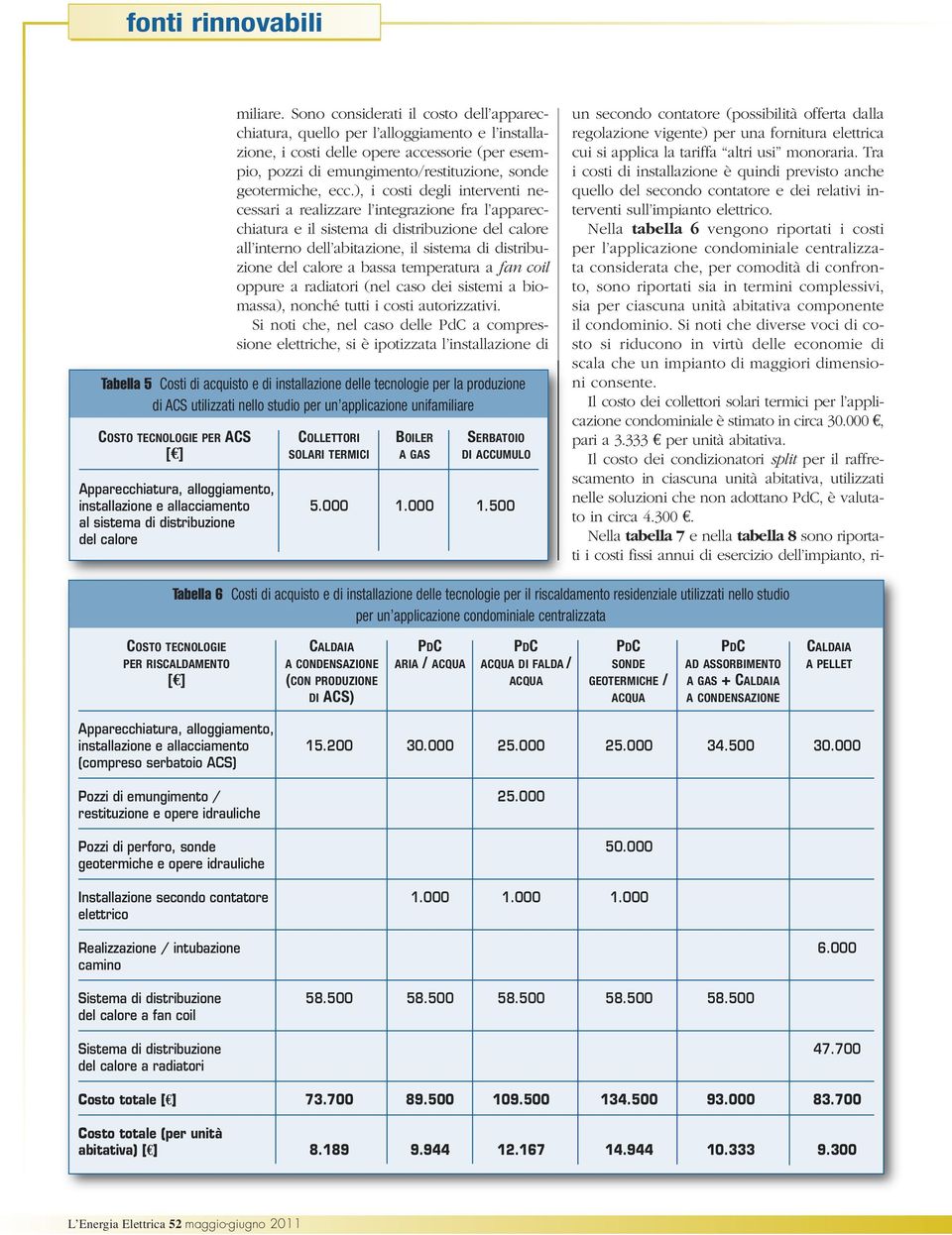 ), i costi degli interventi necessari a realizzare l integrazione fra l apparecchiatura e il sistema di distribuzione del calore all interno dell abitazione, il sistema di distribuzione del calore a