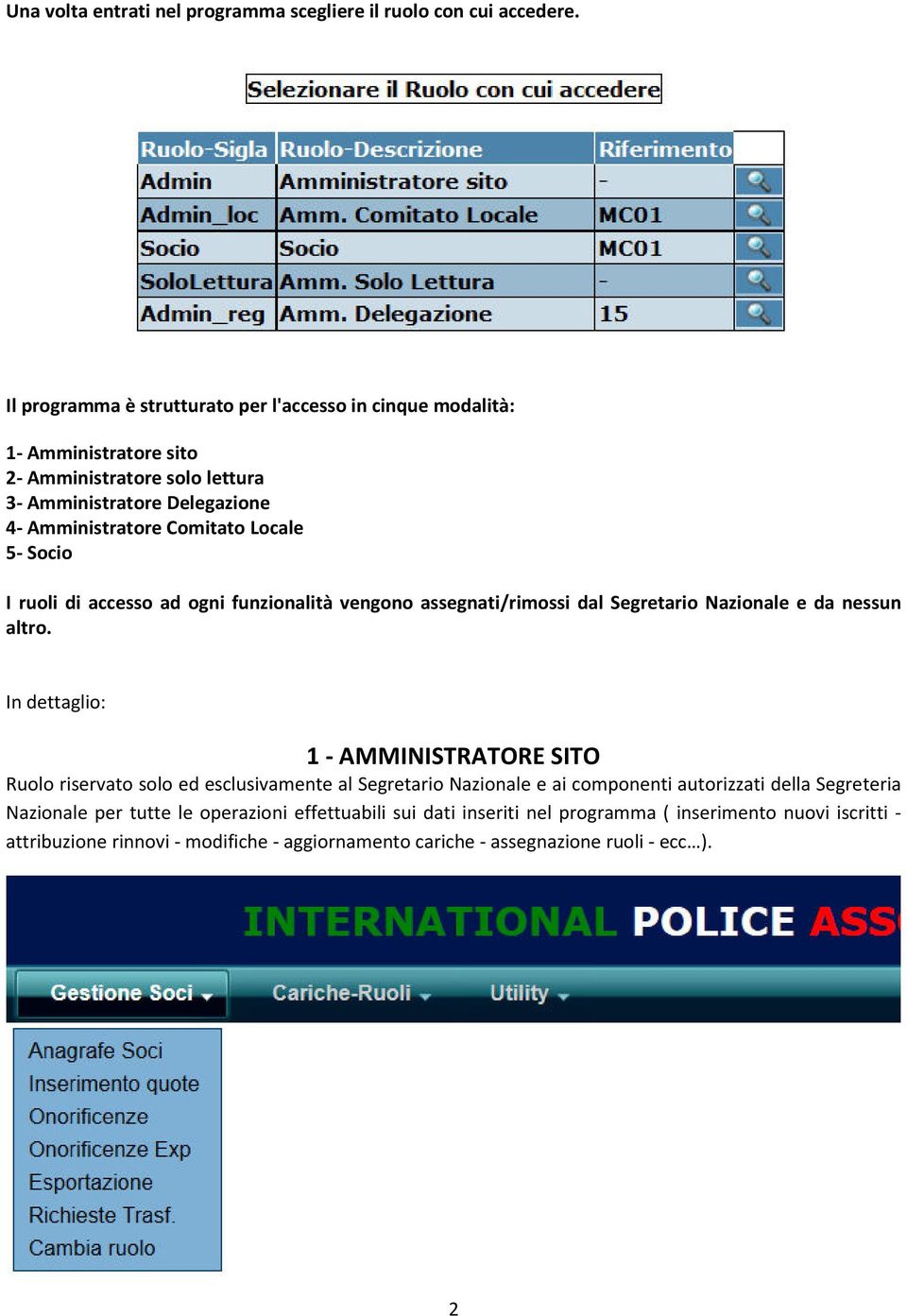 Locale 5- Socio I ruoli di accesso ad ogni funzionalità vengono assegnati/rimossi dal Segretario Nazionale e da nessun altro.