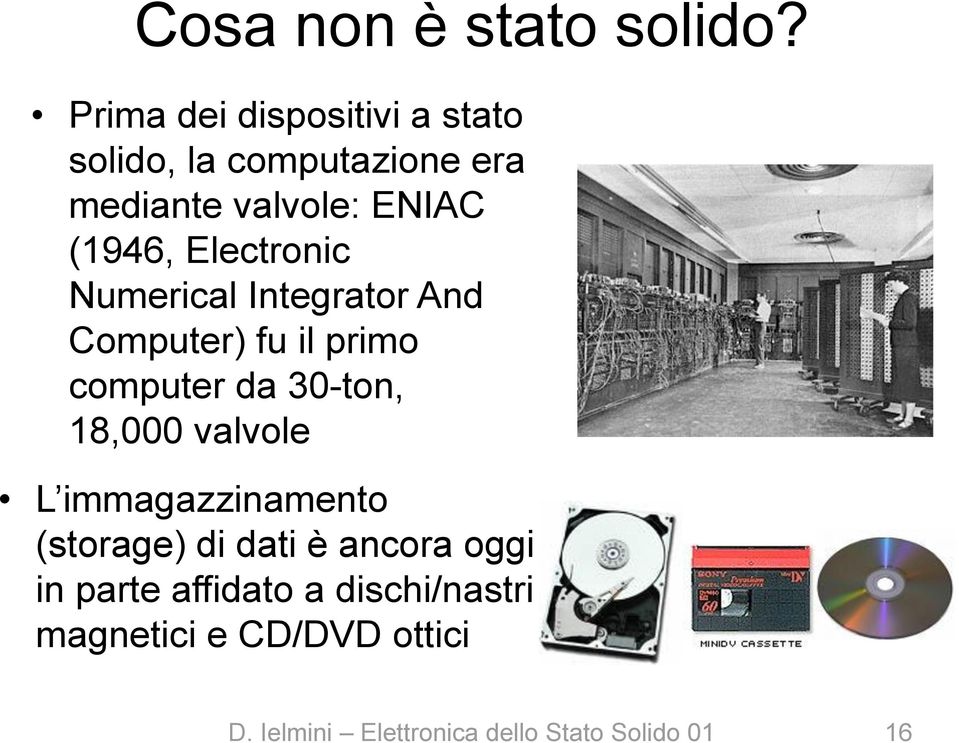 Electronic Numerical Integrator And Computer) fu il primo computer da 30-ton, 18,000