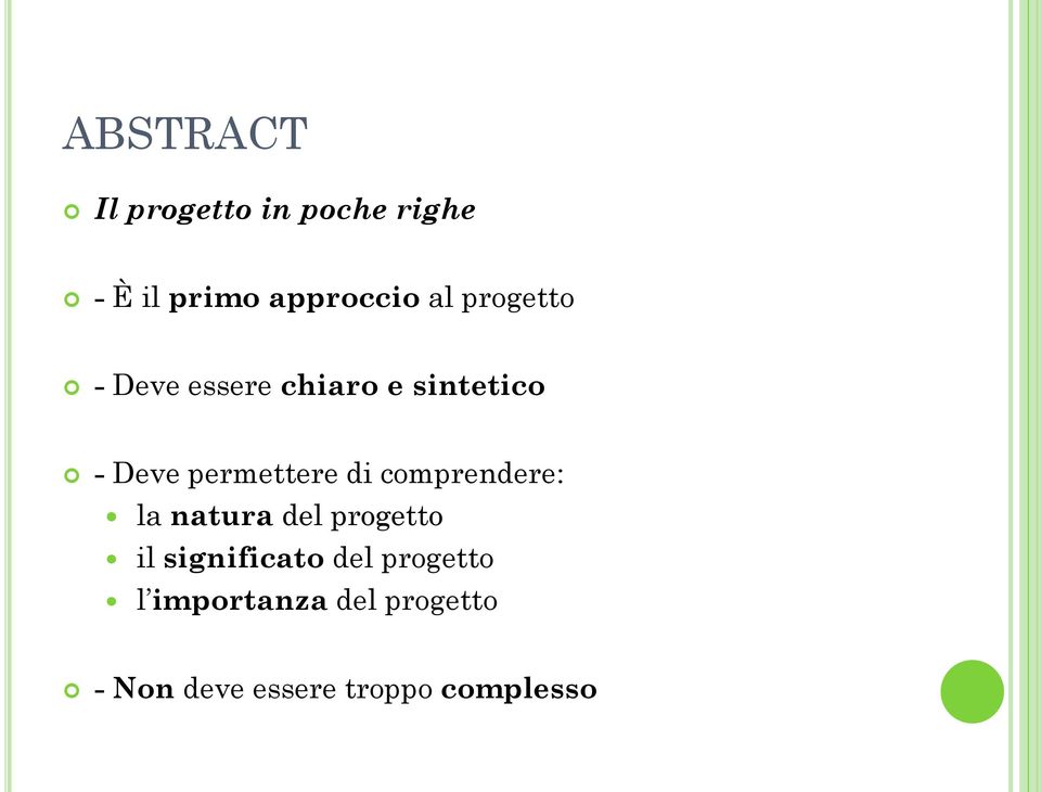 comprendere: la natura del progetto il significato del