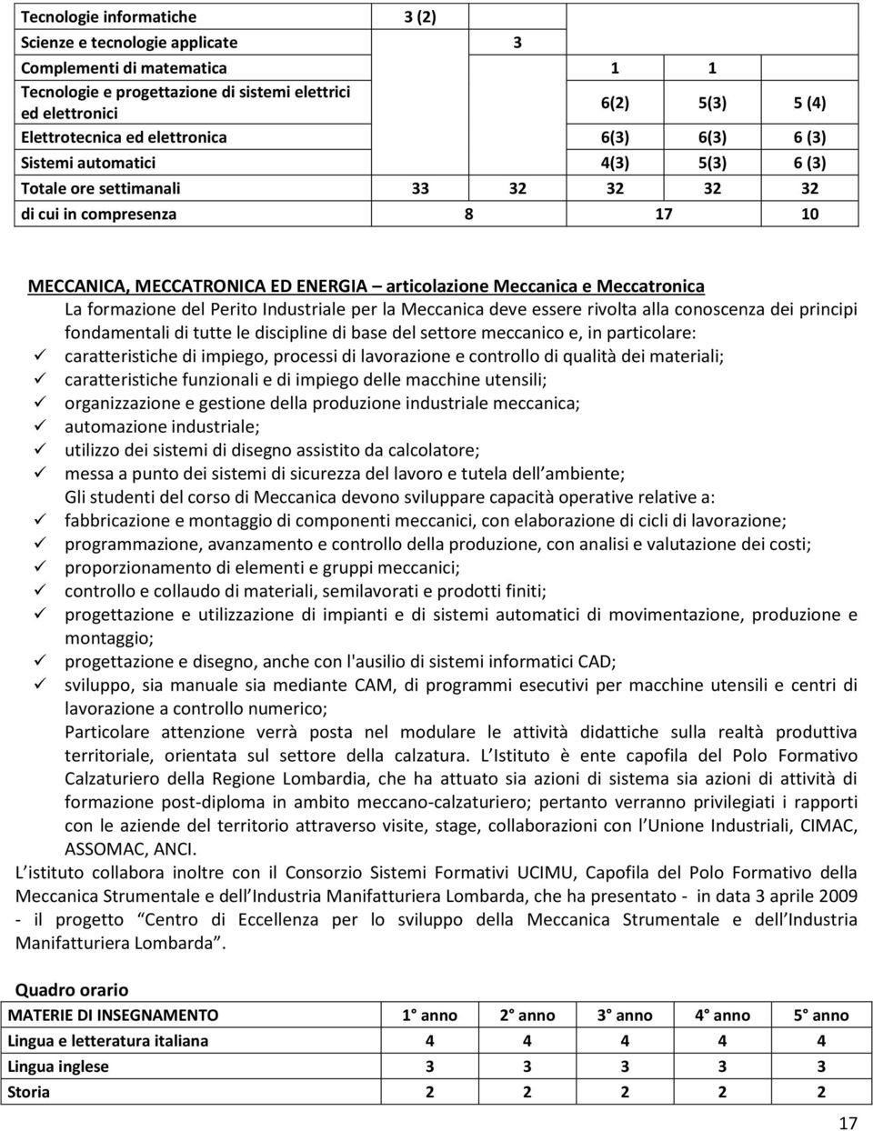 Meccatronica La formazione del Perito Industriale per la Meccanica deve essere rivolta alla conoscenza dei principi fondamentali di tutte le discipline di base del settore meccanico e, in