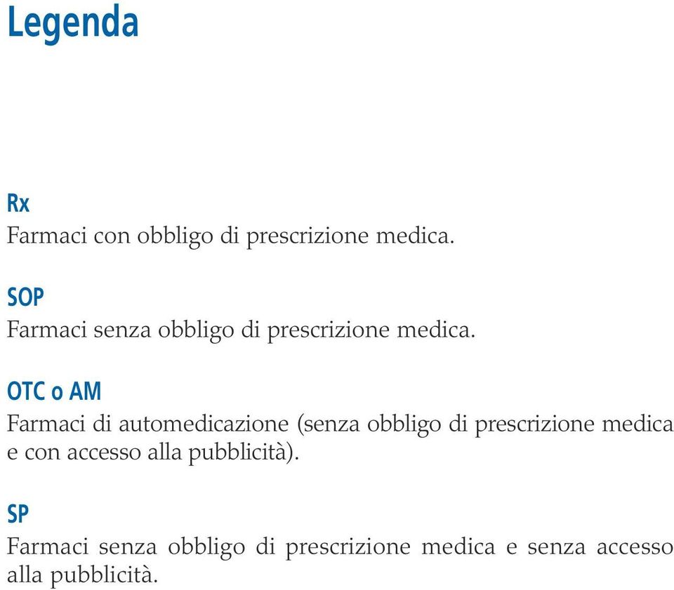 OTC o AM Farmaci di automedicazione (senza obbligo di prescrizione