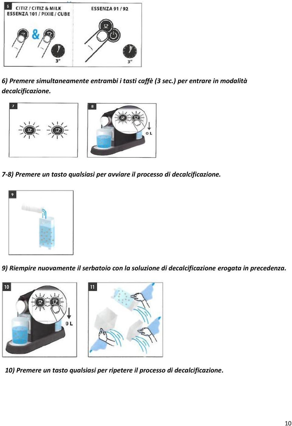 7-8) Premere un tasto qualsiasi per avviare il processo di decalcificazione.