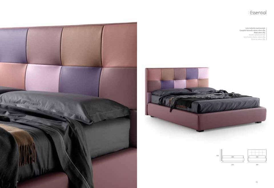 colore 089 Double upholstered bed Set of