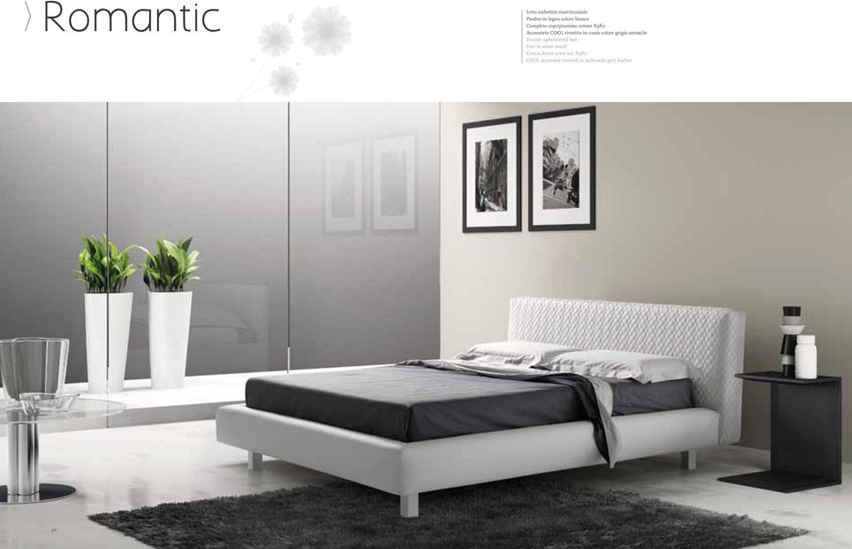 colore grigio antracite Double upholstered bed Feet in white wood