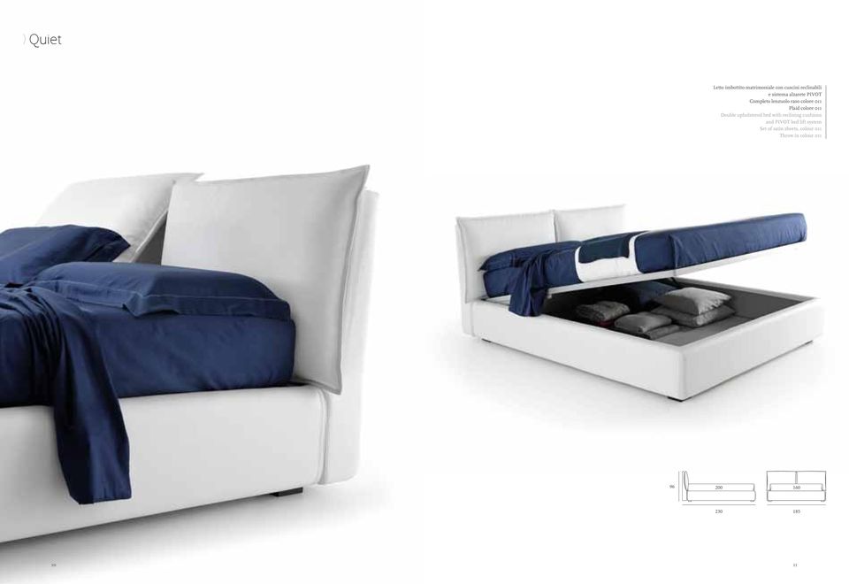 colore 011 Double upholstered bed with reclining cushions and PIVOT