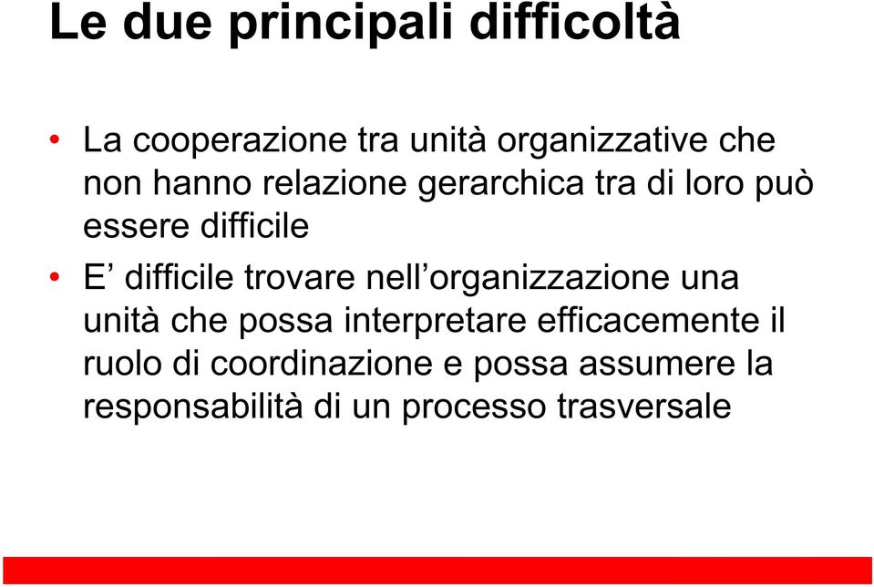 trovare nell organizzazione una unità che possa interpretare efficacemente il